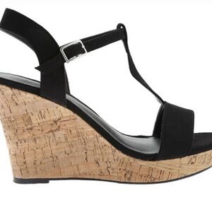 Charles By Charles David Black Wedge Sandals